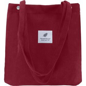 Women Red Imported Corduroy Small Canvas Shoulder Handy Tote Bag